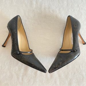 Jimmy laser cut Mary Jane pumps